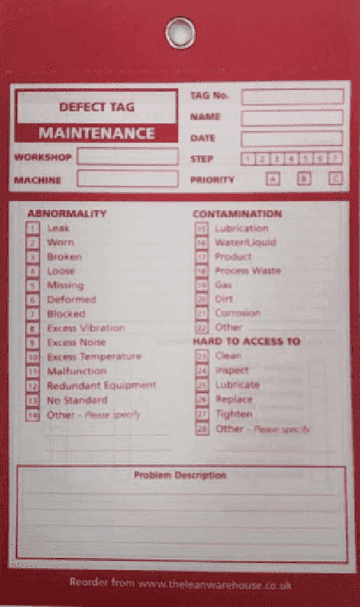 5S & TPM Tags | The Lean Warehouse