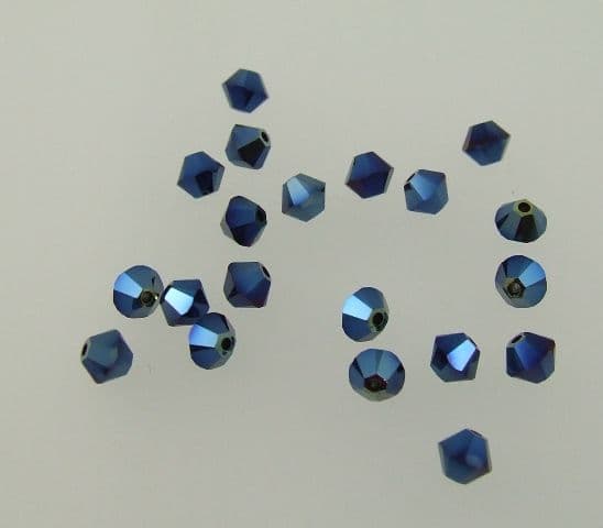 4mm Bicone pk 20 - Metallic Blue 2X