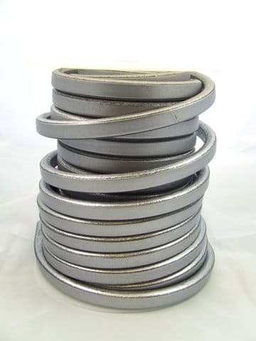 Antique Silver Funky Leather (10x6mm) per metre