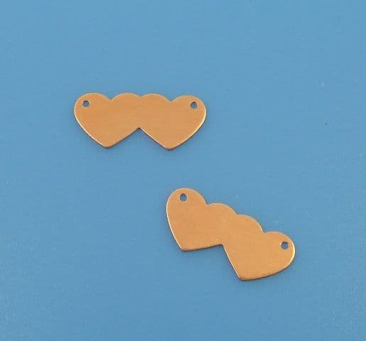 Copper Joined Hearts Pendant 24ga (pk of 2)