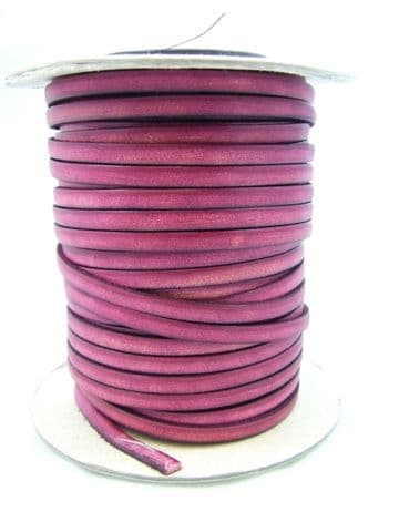 Flat Leather 5mm x 1.5mm - Distressed Fuchsia