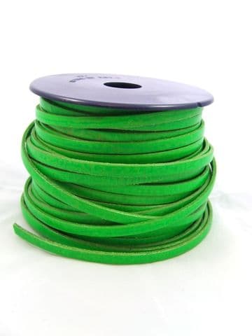 Flat Leather 5mm x 1.5mm - Neon Green