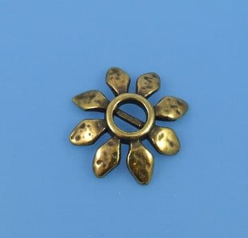 Flat Leather Antique Gold Flower
