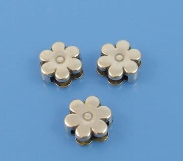 Flat Leather Antique Silver Flower Charm (pack of 3)