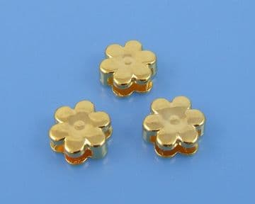 Flat Leather Gold Flower Charm (pack of 3)