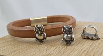 Funky Leather 10x6mm Owl Charm