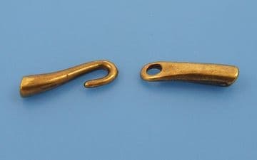 Funky Leather 3mm Hook & Eye Clasp Antique Gold (pack of 2)