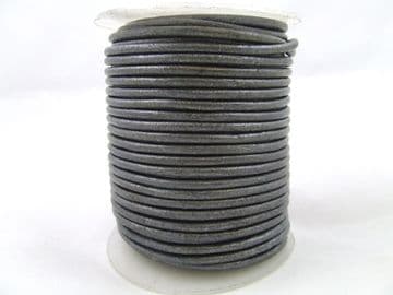 Funky Leather 3mm Round - Dark Grey