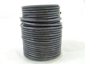 Funky Leather 3mm Round - Gun Metal