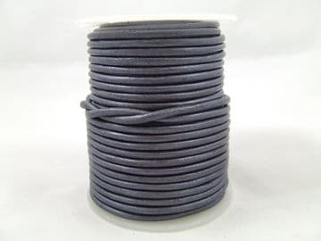 Funky Leather 3mm Round - Metallic Indigo