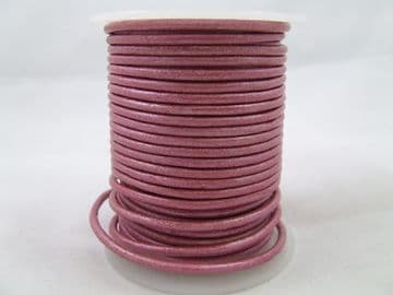 Funky Leather 3mm Round - Metallic Rose