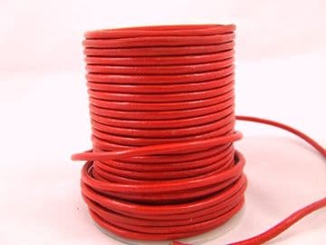 Funky Leather 3mm Round - Pillar Box Red