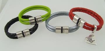 Funky Leather 5mm Double Push In Clasp with Rubber