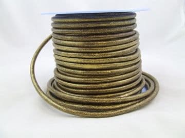 Funky Leather 5mm Round - Antique Gold