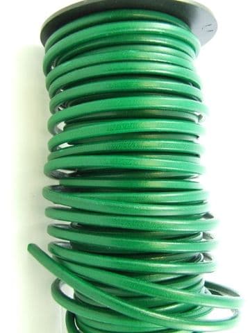 Funky Leather 5mm Round - Emerald Green