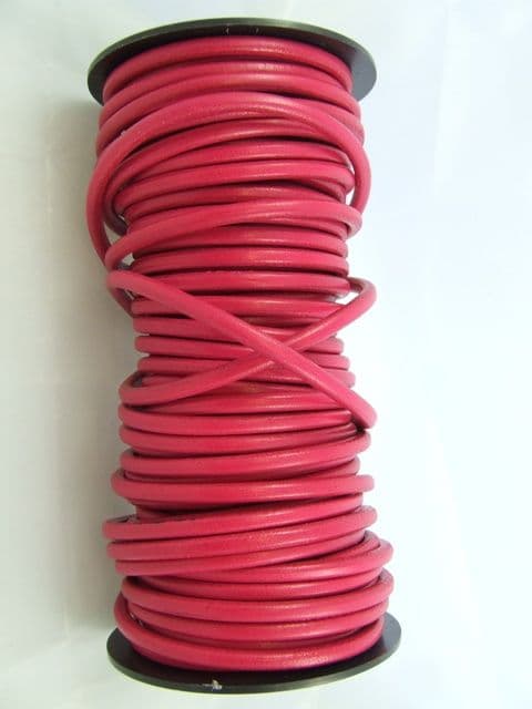 Funky Leather 5mm Round - Fuchsia