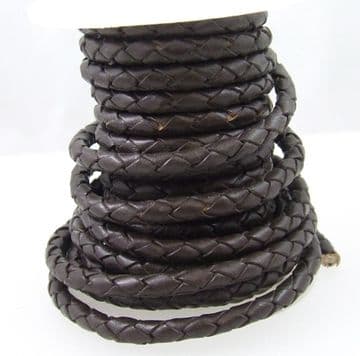 Funky Leather - Plaited 5mm Round - Brown