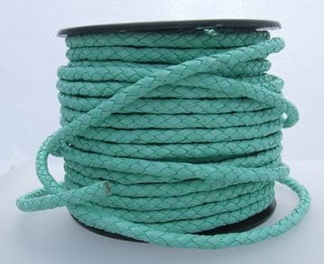 Funky Leather - Plaited 5mm Round - Light Aqua