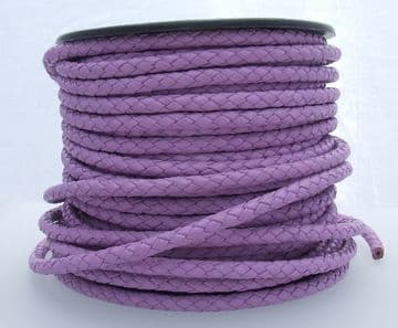Funky Leather - Plaited 5mm Round - Lilac