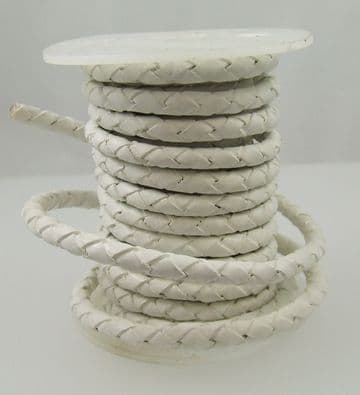 Funky Leather - Plaited 5mm Round - White
