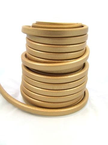 Gold Funky Leather (10x6mm) per metre