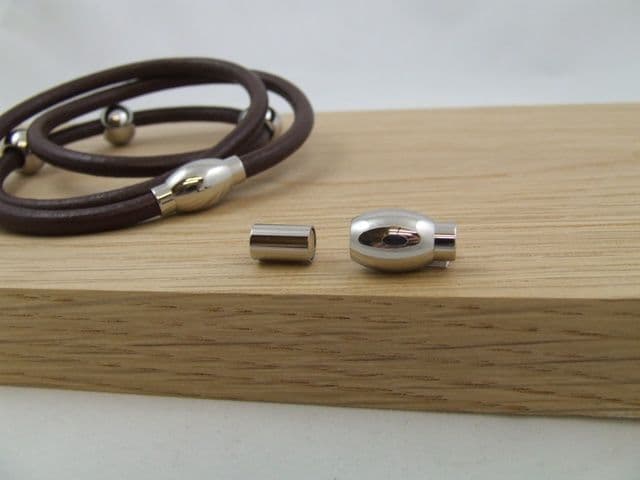 Stainless Steel 5mm Oval Tube & Barrel Clasp (pack of 2)