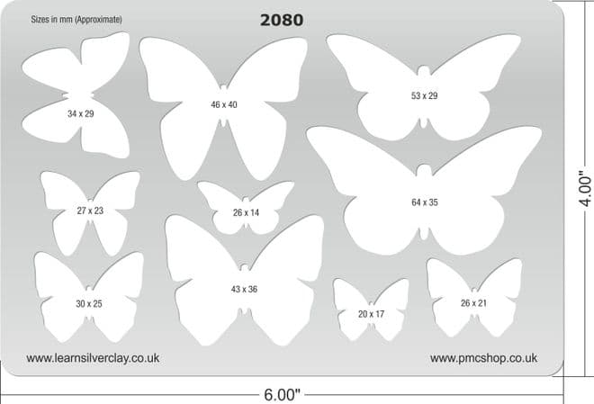 Metal Clay Template - Butterflies 2080
