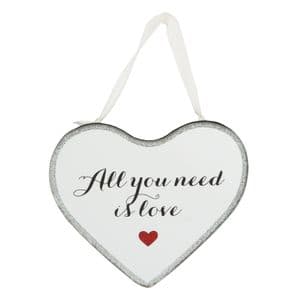 'All You Need Is Love' Mirrored Hanging Plaque Valentine, Wedding and Anniversary Gift