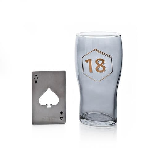 18th Birthday Beer Glass Bottle Opener Gift Set By Hotchpotch