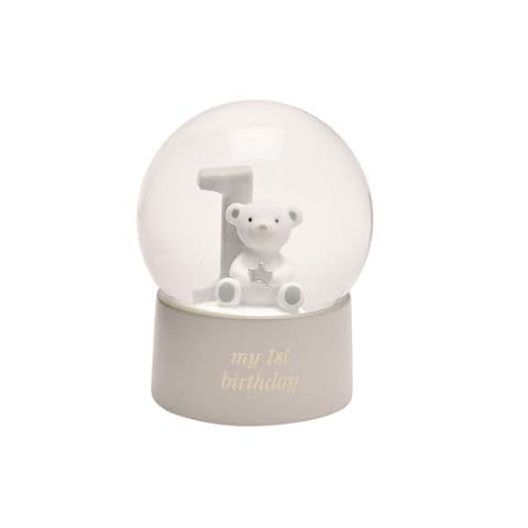 1st Birthday Waterball  Snow Globe By Bambino - Neutral