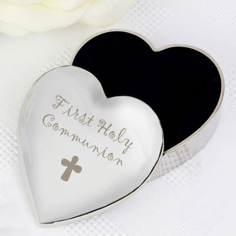 1st Holy Communion Silver Heart Trinket Box