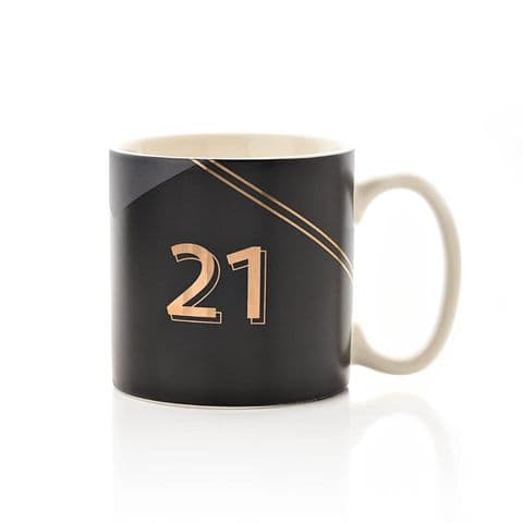 21st Birthday Black Grey and Gold Mug In Gift Box By Hotchpotch