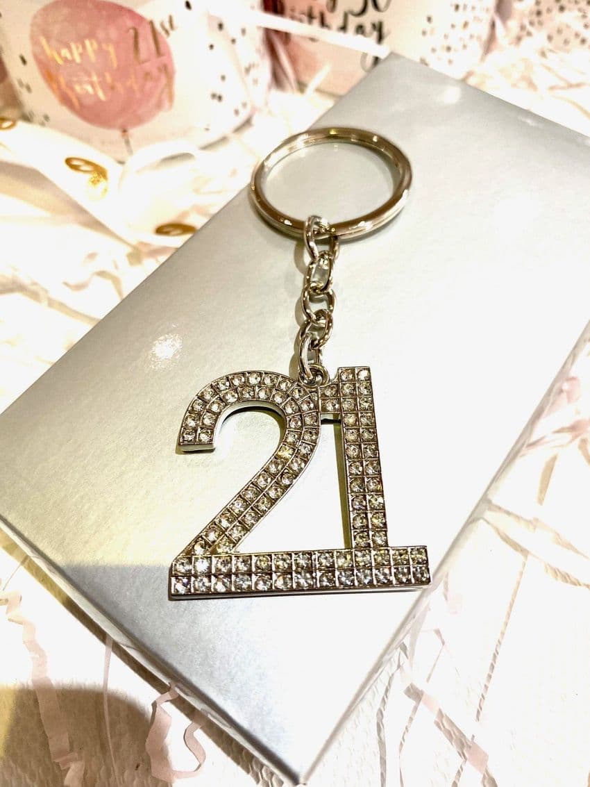 21st Birthday Crystal Keyring Gift