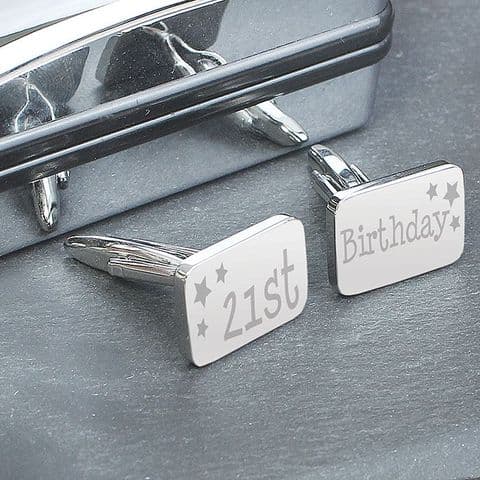 21st Birthday Cufflinks Gift in Silver box