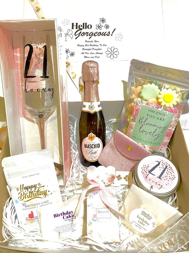 Gift Basket Ideas For Female 21st Birthday Present 21st Birthday