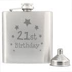 21st Birthday Hip Flask - Stainless Steel 6oz hipflask gift for 21st