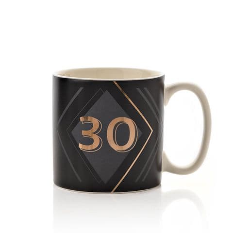 30th Birthday Black Grey and Gold Mug In Gift Box By Hotchpotch