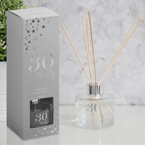 30th Birthday Fragranced Reed Diffuser Silver Gift For Her