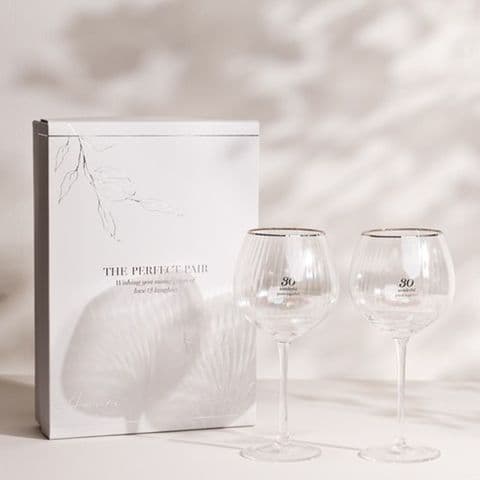 30th Pearl Wedding Anniversary Set Of 2 Luxury Gin Balloon Glasses
