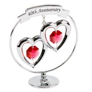 40th Anniversary Gift - Ruby Wedding Crystocraft Swarovski Crystal Caketopper and Keepsake