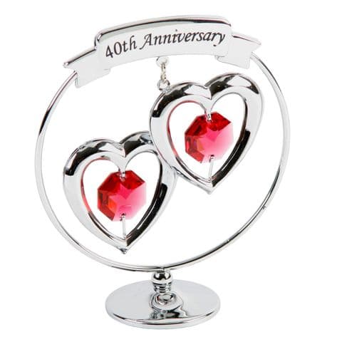 40th Anniversary Gift - Ruby Wedding Crystocraft Swarovski Crystal Caketopper and Keepsake
