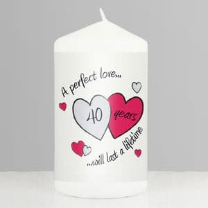 40th Anniversary Ruby Wedding Gift - Perfect Love Ruby Candle