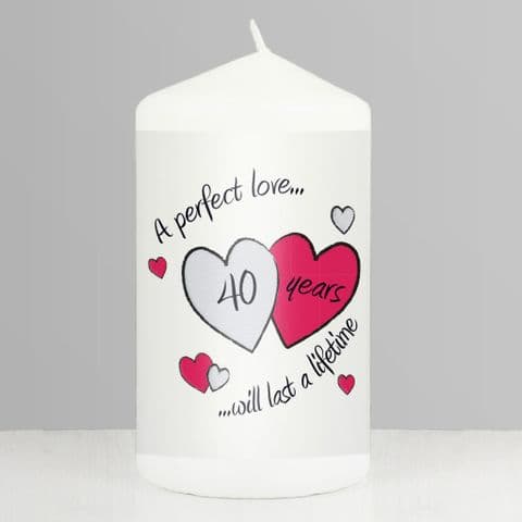 40th Anniversary Ruby Wedding Gift - Perfect Love Ruby Candle