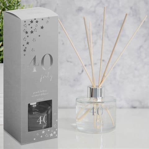 40th Birthday Fragranced Reed Diffuser Silver Gift For Her