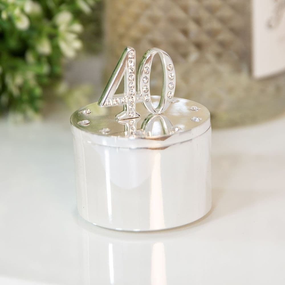 40th Birthday Silver Plated Crystal Trinket Box Gift - Gift ideas for ...