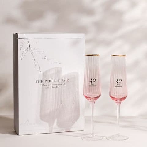 40th Ruby Wedding Anniversary Set Of 2 Luxury Champagne Flutes
