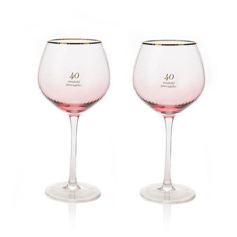 40th Ruby Wedding Anniversary Set Of 2 Luxury Gin Glasses