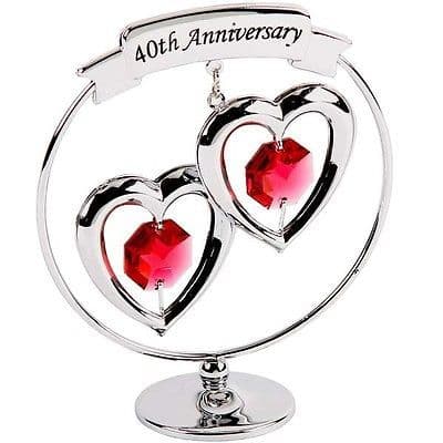 40th Wedding Anniversary Crystocraft - Swarovski Crystal Cake Topper Ornament