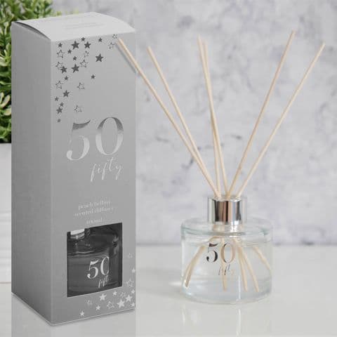 50th Birthday Fragranced Reed Diffuser Silver Gift For Her