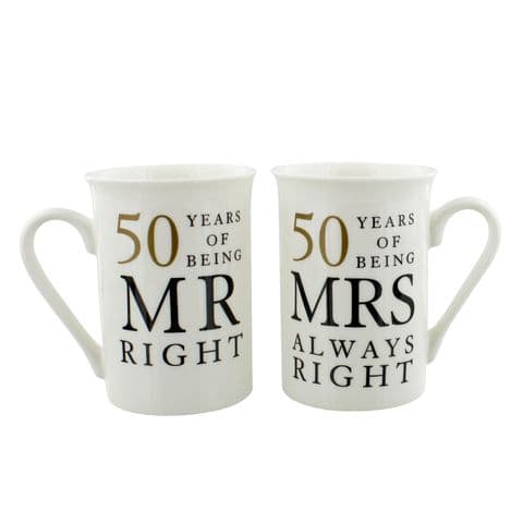 50th Golden Wedding Anniversary Mr & Mrs Mug Set Gift